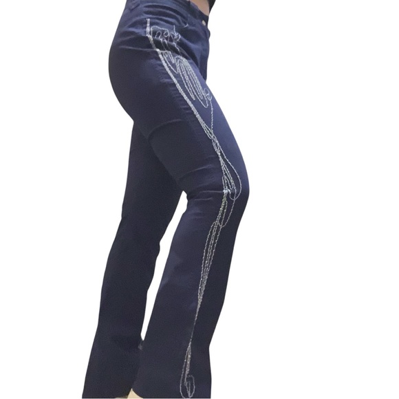 SPANNER SPORT BLUE EMBROIDERED COTTON BLEND DRESS PANTS/ Size 6 - Picture 2 of 11